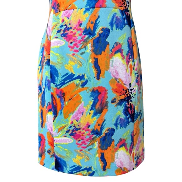 Tahari Arthur S. Levine Dress 4P Watercolor Floral Sheath Wedding Guest - Picture 4 of 10